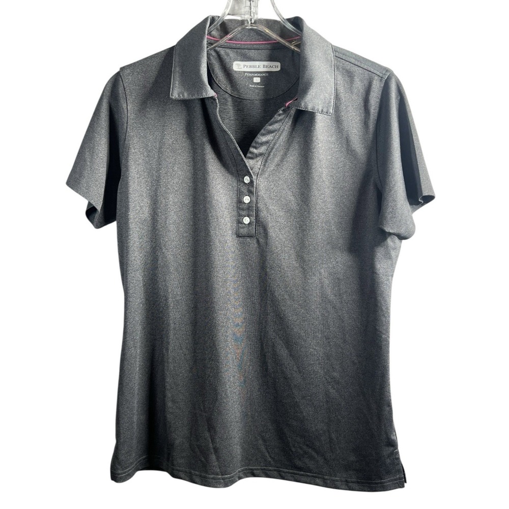 Pebble Beach Performance Polo Shirt Women's Size Large Gray V Neck Golf‎  Tennis
